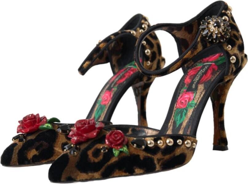 Dolce & Gabbana Luipaard Bloemen Mary Janes Pumps Schoenen Brown Dames