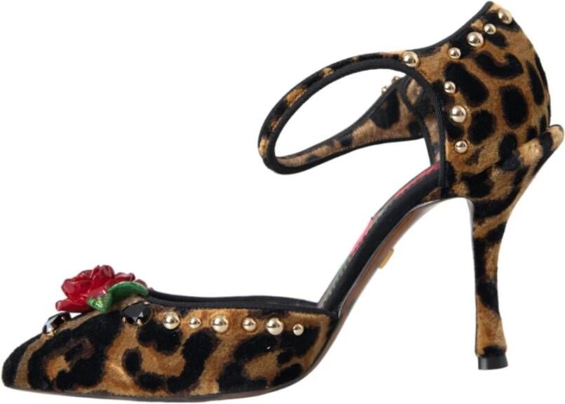 Dolce & Gabbana Luipaard Bloemen Mary Janes Pumps Schoenen Brown Dames