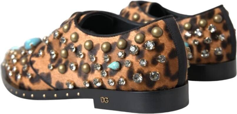 Dolce & Gabbana Luipaard Kristal Jurk Broque Schoenen Brown Dames