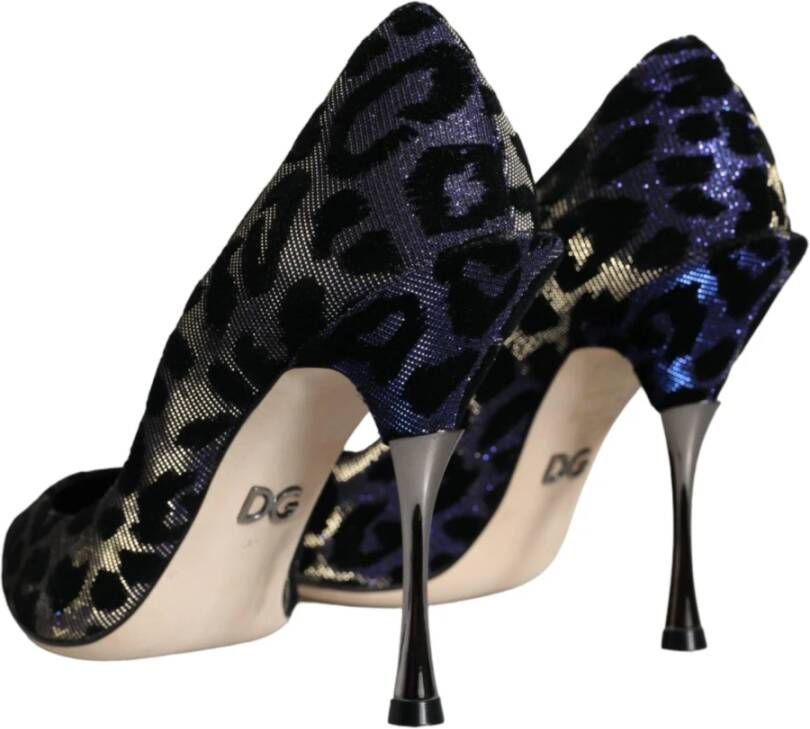 Dolce & Gabbana Luipaard Lurex Hakken Pumps Schoenen Blue Dames