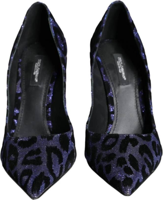 Dolce & Gabbana Luipaard Lurex Hakken Pumps Schoenen Blue Dames