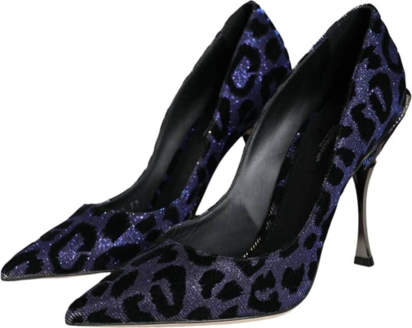 Dolce & Gabbana Luipaard Lurex Hakken Pumps Schoenen Blue Dames