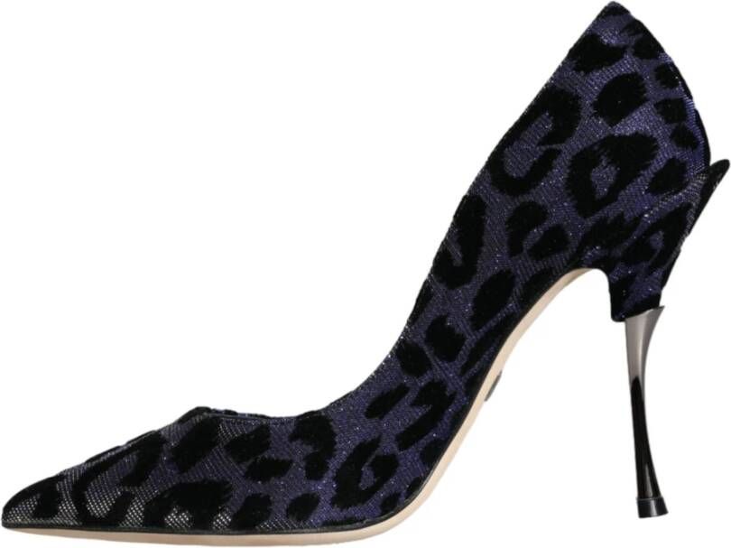 Dolce & Gabbana Luipaard Lurex Hakken Pumps Schoenen Blue Dames