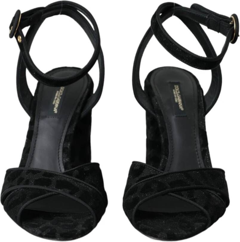 Dolce & Gabbana Luipaard Suède Hakken Sandalen Schoenen Black Dames