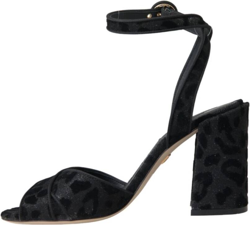 Dolce & Gabbana Luipaard Suède Hakken Sandalen Schoenen Black Dames