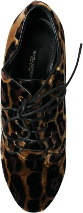 Dolce & Gabbana Luipaard Veterschoenen Enkellaarsjes Bruin Brown Dames