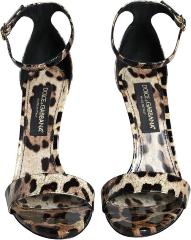 Dolce & Gabbana Luipaardprint Enkelband Sandalen Brown Dames