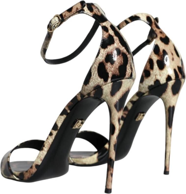 Dolce & Gabbana Luipaardprint Enkelband Sandalen Brown Dames