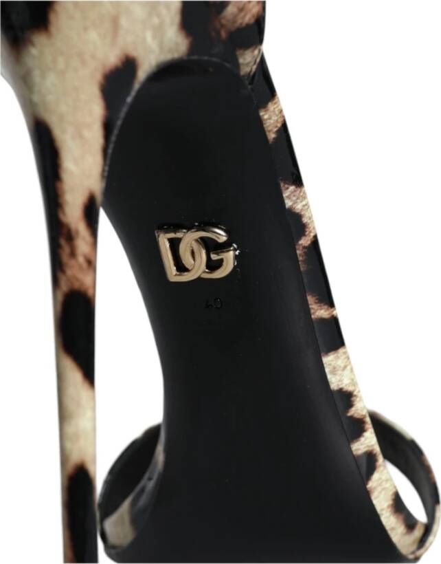 Dolce & Gabbana Luipaardprint Enkelband Sandalen Brown Dames