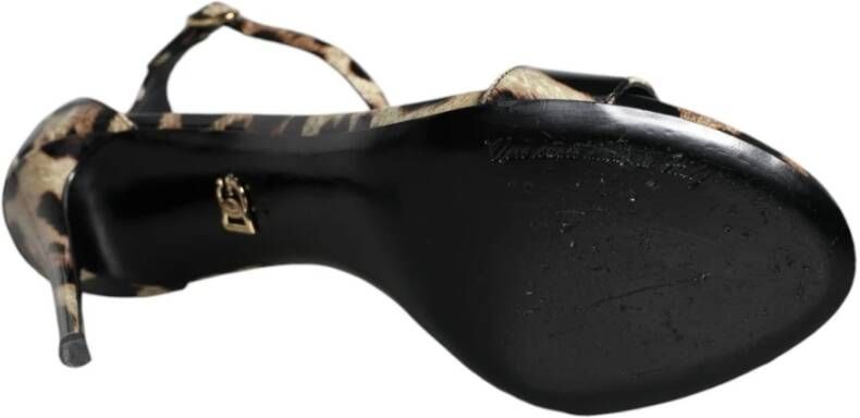 Dolce & Gabbana Luipaardprint Enkelband Sandalen Brown Dames