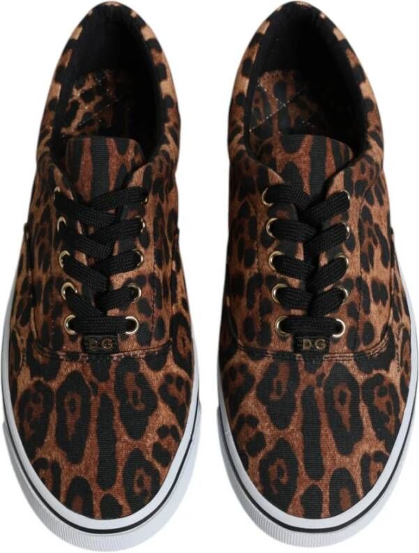 Dolce & Gabbana Luipaardprint Lage Sneakers Rubberen Zool Brown Heren