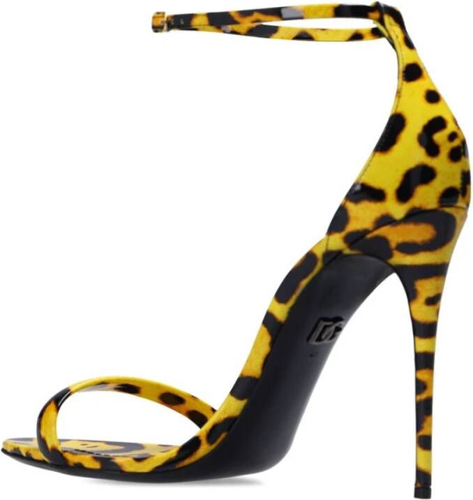 Dolce & Gabbana Luipaardprint Leren Sandalen met Bandjes Yellow Dames