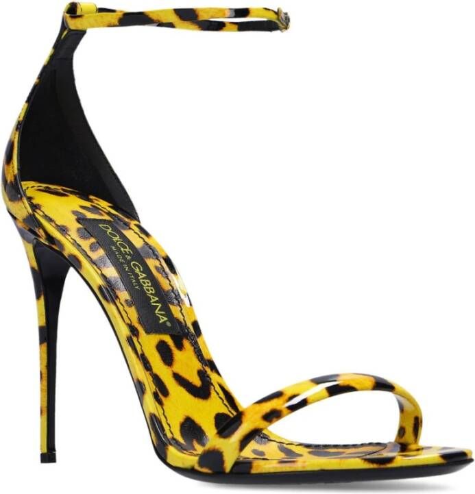 Dolce & Gabbana Luipaardprint Leren Sandalen met Bandjes Yellow Dames