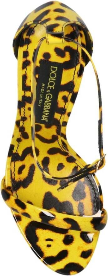 Dolce & Gabbana Luipaardprint Leren Sandalen met Bandjes Yellow Dames