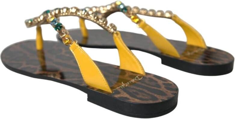 Dolce & Gabbana Luipaardprint Platte Sandalen Yellow Dames