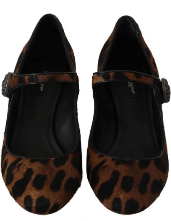 Dolce & Gabbana Luxe Calf Hair Mary Janes Brown Dames