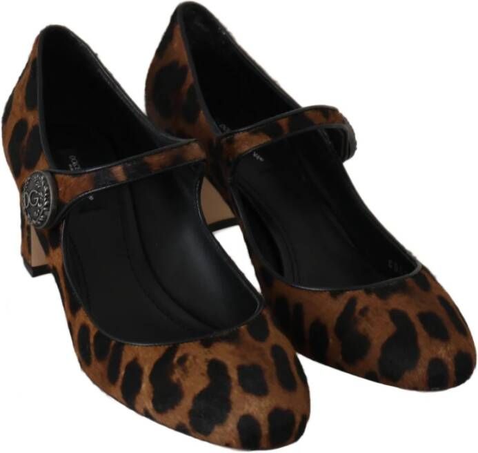 Dolce & Gabbana Luxe Calf Hair Mary Janes Brown Dames