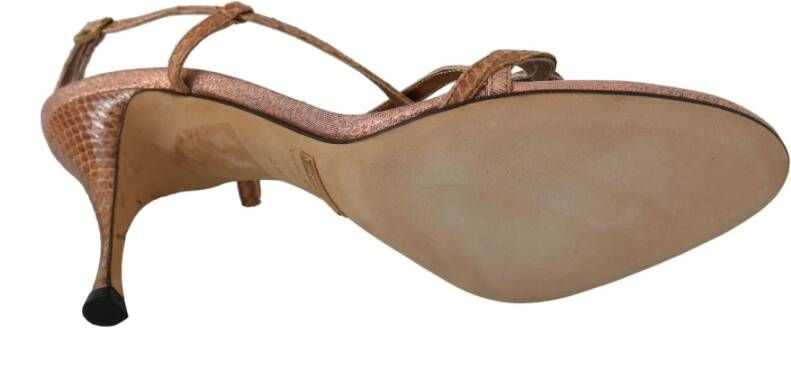 Dolce & Gabbana Luxe Enkelband Sandalen in Roze en Bruin Brown Dames