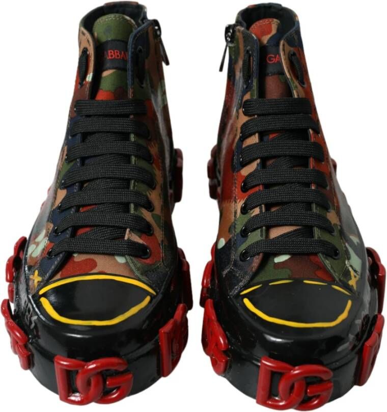 Dolce & Gabbana Luxe High-Top Sneakers met Camouflage Print Multicolor Heren