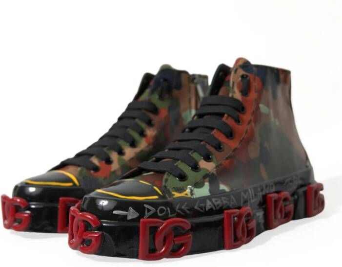 Dolce & Gabbana Luxe High-Top Sneakers met Camouflage Print Multicolor Heren