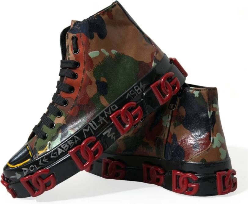 Dolce & Gabbana Luxe High-Top Sneakers met Camouflage Print Multicolor Heren