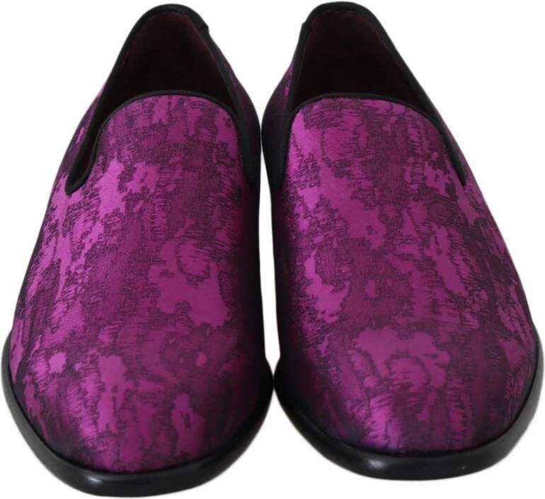 Dolce & Gabbana Luxe Jacquard Loafers Paars Zwart Purple Heren