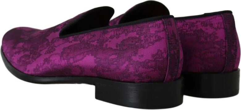 Dolce & Gabbana Luxe Jacquard Loafers Paars Zwart Purple Heren