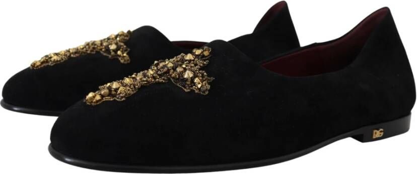 Dolce & Gabbana Luxe Kristal-Ingelegde Loafers Black Heren