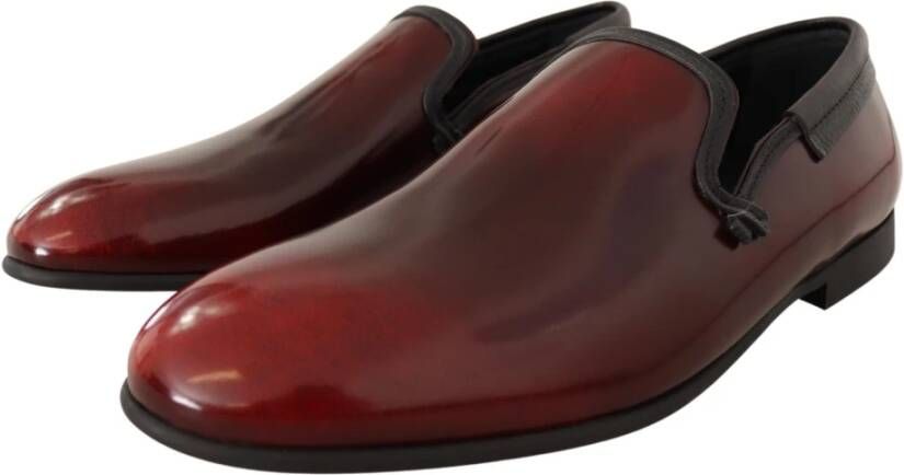 Dolce & Gabbana Luxe Leren Loafers Bordeaux Brown Heren