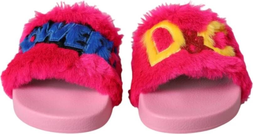 Dolce & Gabbana Luxe Platte Sandalen Slides Pink Dames