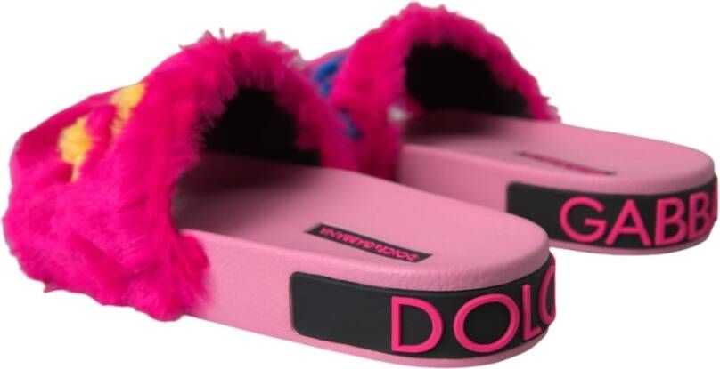 Dolce & Gabbana Luxe Platte Sandalen Slides Pink Dames