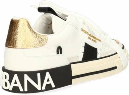 Dolce & Gabbana Luxe witte en gouden leren sneakers White Heren