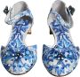 Dolce & Gabbana Majolica Print Enkelband Sandalen Blue Dames - Thumbnail 2