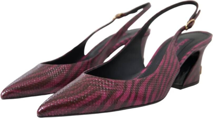 Dolce & Gabbana Maroon Zebra Lederen Slingback Hakken Multicolor Dames