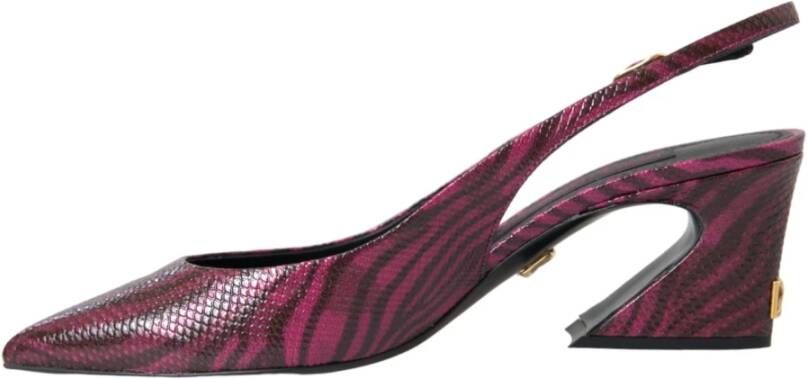 Dolce & Gabbana Maroon Zebra Lederen Slingback Hakken Multicolor Dames