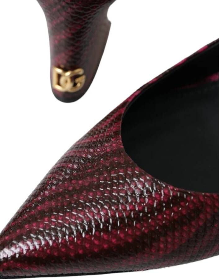 Dolce & Gabbana Maroon Zebra Lederen Slingback Hakken Multicolor Dames