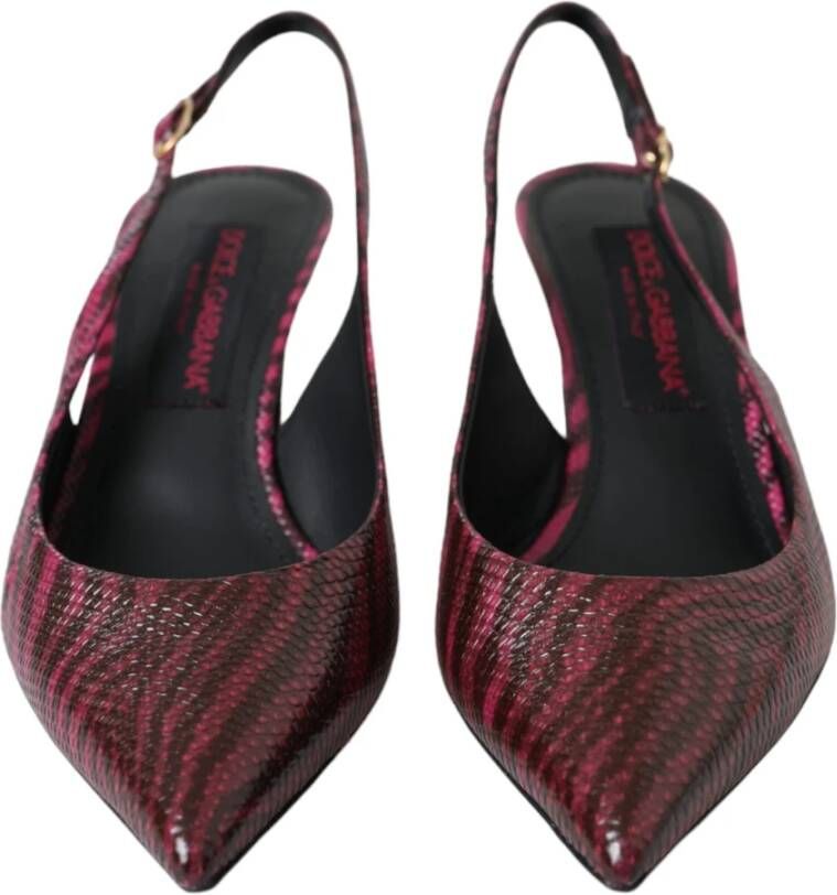 Dolce & Gabbana Maroon Zebra Lederen Slingback Hakken Multicolor Dames