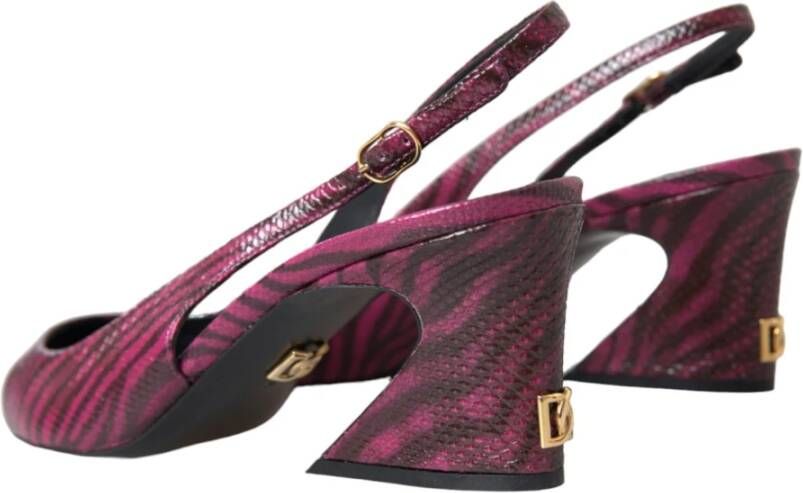 Dolce & Gabbana Maroon Zebra Lederen Slingback Hakken Multicolor Dames