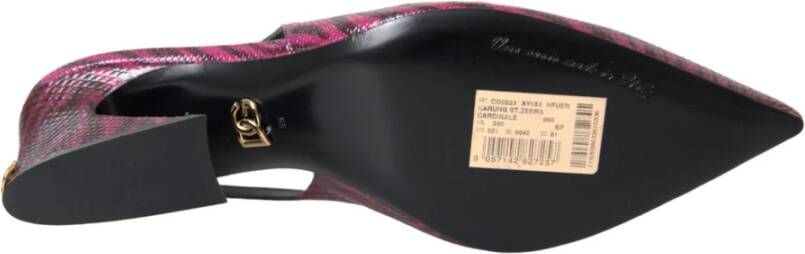 Dolce & Gabbana Maroon Zebra Lederen Slingback Hakken Multicolor Dames