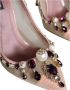 Dolce & Gabbana Mesh Versierde Hakken Leren Zool Beige Dames - Thumbnail 6