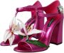 Dolce & Gabbana Met bloemen versierde leren sandalen met blokhak Pink Dames - Thumbnail 3