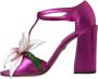 Dolce & Gabbana Met bloemen versierde leren sandalen met blokhak Pink Dames - Thumbnail 5