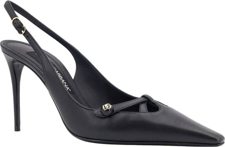 Dolce & Gabbana Metalen Monogram Leren Slingback Hakken Black Dames