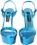 Dolce & Gabbana Metallic Blauw Leren Plateau Sandalen Blue Dames - Thumbnail 2