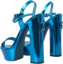 Dolce & Gabbana Metallic Blauw Leren Plateau Sandalen Blue Dames - Thumbnail 4