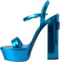 Dolce & Gabbana Metallic Blauw Leren Plateau Sandalen Blue Dames - Thumbnail 5