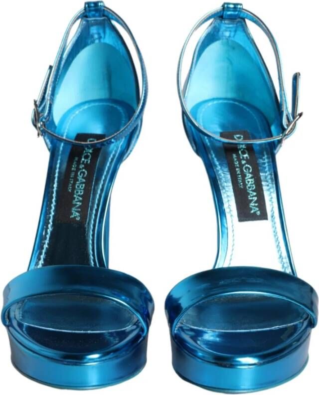 Dolce & Gabbana Metallic Blue Enkelband Hakken Blue Dames