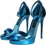 Dolce & Gabbana Metallic Blue Enkelband Hakken Blue Dames - Thumbnail 3