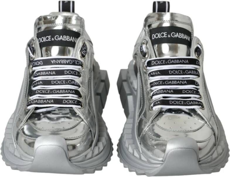 Dolce & Gabbana Metallic Finish Sneakers Super Queen Style Gray Dames