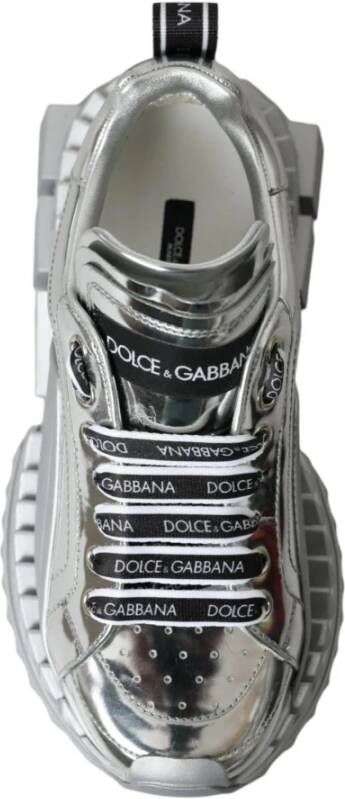 Dolce & Gabbana Metallic Finish Sneakers Super Queen Style Gray Dames